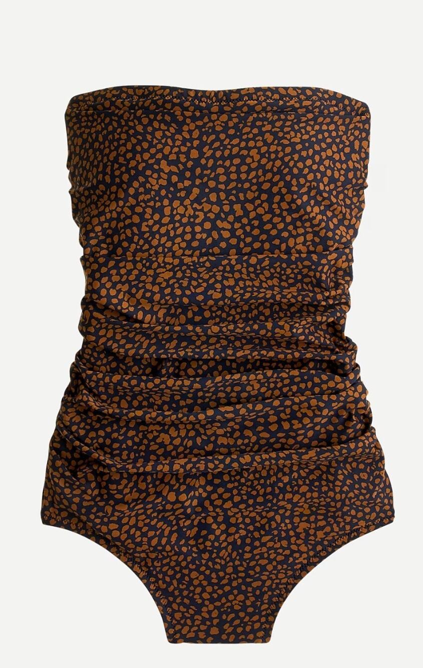 J.Crew Ruched bandeau one-piece Swimsuit in spot-on print Size 14